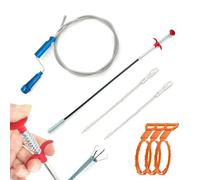 Drain Snake 7 Pcs DrainCleaning Tool 1.5M Drain Unblocker Wire 60CM Sink Grabbers 45CM and 60CM Sink Cleaning Brush 3PCS Orange 51CM Plumbing Snake for Clearing Blockages in Toilets and Drains