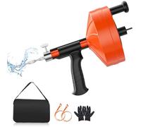 Drain Snake Auger 33 Feet, Plumbing Snake Drain Hair Clog Removal Tool, Heavy Duty Sink Unclogger Drains Cleaner Tool for Bathroom Kitchen Tub Shower Clog Remover with Gloves & Storage Bag