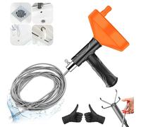 Drain Snake Auger 33 Feet, Plumbing Snake Drain Hair Clog Removal Tool, Sink Unclogger Drain, Heavy Duty Toilet Snake Auger, Cleaner Tool for Bathroom Kitchen Tub Shower Drain Clog Remover with Gloves