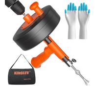 Drain Snake, Drain Drill Bit with Drill Adapter, 50ft Heavy Duty Flexible Sink, Steel Drum and Plumbing Unlock Snake, Piping and Storage Bag