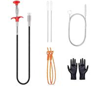 Drain Snake Hair Clog Remover Tool Set with Flexible Grabber Claw, Sink Unblocker Tool for Bathroom Kitchen Shower Toilet, Drain Unblocker with Spring Brush and Gloves, Drain Unblocker Tool
