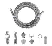 Drain Snake High-Strength Steel Pipe Cleaner Spiral - Interchangeable Heads for Toilet Unblocker - Flexible Plumbing Tool for Kitchen Sinks - 12mm(C)