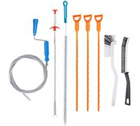 Drain Snake Toilet Unblocker Tool - 2M or 3MSink Drain Plumbing Unblocker Wire, 50CM Drain Weasel, 60CM Toilet Auger Hair Clog Remover with Claw, 70CM Sink Cleaning Brush, 6PCS (Orange# 3M&Brush)
