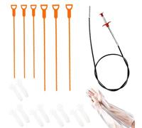 Drain Snake Unblocker, 12-Piece Drain Cleaning Kit, Clog Cleaner with Twist Handle, Sink Unblocker Tool, Plumbing Snake for Toilet, Kitchen Sink, Bathroom Tub, and Sewer