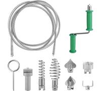 Drain Snake Unblocker 3 m, with 6 Pieces Drain Cleaner Cutting Head and 1 Manual Adapters, Plumbing Snake, Spiral Diameter 12 mm, Sink Unblocker Tool Drain Unblocker Tool for Bathroom,Kitchen,Sewer