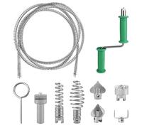 Drain Snake Unblocker 3 m, with 6 Pieces Drain Cleaner Cutting Head and 1 Manual Adapters, Plumbing Snake, Spiral Diameter 12 mm, Sink Unblocker Tool Drain Unblocker Tool for Bathroom,Kitchen,Sewer