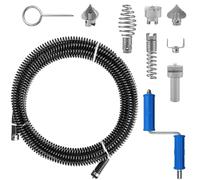 Drain Snake Unblocker 5m - 12mm Spiral Diameter with 6 Drain Cleaner Cutting Heads and 1 Manual Adapter, Heavy-Duty Sink Unblocker Tool for Kitchen, Bathroom Pipes, Manual Drain Auger for Clog Removal