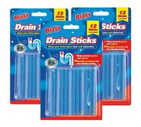 Drain Sticks Enzymatic Drain Cleaner Sink Drain Cleaner Shower Drain Cleaner Plughole Sticks Drain Unblocker Bathroom Kitchen Bathtub Hair Grease Fat Food Residue Odor Remover 36 Sticks 3 Pack