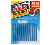 Drain Sticks x12 Easy to Use Fast & Effective Drain Cleaning Sticks for Sinks, Baths & Showers - Prevents Build Up, Blockages & Bad Smells in Kitchens & Bathrooms