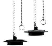 Drain Stopper, 43mm Universal Bath Plug, with Long Metal Ball Chain and Hanging Ring, Chrome & Rubber Sink Plug Drain Cover Trap Strainer Replacement for Bathtub Sink Bathroom Kitchen Home(2PCS)