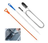 Drain Unblocker Cleaner Tool Set 3 Pcs Easy Hair Clog Removal Flexible Brush Design Ideal for Bathroom, Kitchen & More