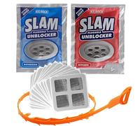 Drain Unblocker Power Shot Bundle - SLAM Plughole Unblocker for Bathroom & Kitchen Sinks with Drain Snake Tool & Hair Catcher Covers