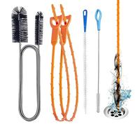 Drain Unblocker Tools, 5PCS Sink Unblocker Tool Shower Drain Unblocker Cleaning Brush, Multifunctional Pipe Cleaner Plumbing Unclogger Tool Plug Hole Hair Remover Tool for Kitchen Bathroom