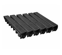 Drainage Channel 1m Linear Storm Drain (135mm W x 140mm H) Heavy-Duty Plastic, Clip-Together Modular System with Removable Grate for Driveway, Garden, Patio, Wetroom - 1/2/4/6/8 Pack (6)
