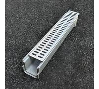 Drainage Channel 60 Cm Long Trench Channel Drain Kit, Resin Channel and Stainless Steel Grate, Drainage Channel System for Yard, Concrete, Garden, Patio Decor(60x11x6cm/23.6x4.3x2.4in)