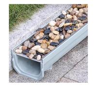 Drainage Channel Cobblestone Laying Drainage Trench System, Resin Rainwater Trough With Stainless Steel Drainage Grate, Outdoor Yard Garden Farm Trench Drain Kit(100x15x25cm/39.4x6x10in)