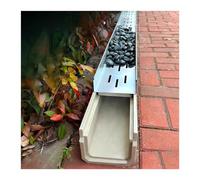 Drainage Channel Heavy Duty Trench Drain System for Yard, Outdoor Pebble Decoration Channel Drain Kit with Metal Grate, Deep/Low Profile Pool Deck Hidden Drain Channel(100x25x15cm)