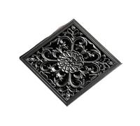 Drainage Grates Drain 10cm Square Black Brass Shower Drain Strainer Floor Cover Art Carved Balcony Bathroom Bath Accessories Grate Waste For drainage(Black-U)