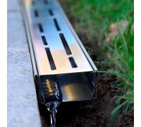 Drainage Kit with Metal Grate - Outdoor French Drain Trough to Block Debris, 4x10x100cm Rectangular Rain Gutter for Effective Water Management