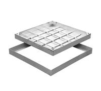 Drainage Manhole Cover, Stainless Steel Septic Tank Lid with Base, Yard Channel Grate for Sewer and Sewage Basin, Metal Inspection Cover