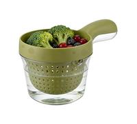 Drainer and Salad Bowl - Double Layer Kitchen Accessory, Fruit Dish with Drainer | for Rinsing Fruits, Vegetables, Salads