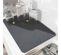 Draining Board Mats Drain Mat Kitchen Tabletop Tableware Drying Mat Bar Countertop Absorbent Mat Table Mat Sink Anti-Slip Coffee Machine Mat Quick Drying Dish Drainers (Dark Gray,30x40 cm)