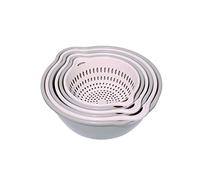 Draining Rack Large,Medium and Small 3-Piece Double-Layer Colander for Draining Pasta and Cleaning Rice,9.3in Plastic Filter Bowl Sink Strainer Basket(Gris)