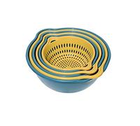 Draining Rack Large,Medium and Small 3-Piece Double-Layer Colander for Draining Pasta and Cleaning Rice,9.3in Plastic Filter Bowl Sink Strainer Basket(Blue)