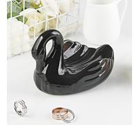 Draining Soap Dish, Elegant Swan Shape, Cute Ceramic Tray(Black)
