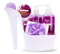 Draizee Heel Shoe Spa Gift Set - Lavender Scented Bath Essentials Gift Basket with Shower Gel, Bubble Bath, Body Butter, Body Lotion & Soft EVA Bath Puff - Luxurious Home Relaxation Gifts for Women