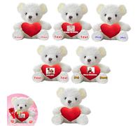 DRAJOIN 6 Pcs 10 inch Personalised Teddy Bears Bulk with Heart, Custom Bulk Teddy Bears Small Stuffed Animal with Text Photo as Personalised Gifts for Class Gift Back to School Gifts Baby Shower