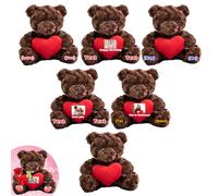DRAJOIN 6 Pcs 10 inch Personalised Teddy Bears Bulk with Heart, Custom Bulk Teddy Bears Small Stuffed Animal with Text Photo as Personalised Gifts for Class Gift Back to School Gifts Baby Shower