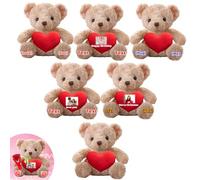 DRAJOIN 6 Pcs 8 inch Personalised Teddy Bears Bulk with Heart, Custom Bulk Teddy Bears Small Stuffed Animal with Text Photo as Personalised Gifts for Class Gift Back to School Gifts Baby Shower