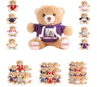 DRAJOIN 6 to 18 Packs Custom Teddy Bears Bulk with Photo Text, Personalised Valentines Bears Bulk Small Stuffed Animal as Personalised Valentine Gifts for Class on Valentines' Day Christmas, 4.7inch