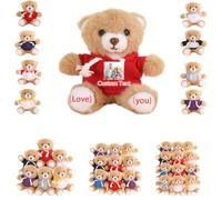 DRAJOIN 6 to 18 Packs Custom Teddy Bears Bulk with Photo Text, Personalised Valentines Bears Bulk Small Stuffed Animal as Personalised Valentine Gifts for Class on Valentines' Day Christmas, 4.7inch
