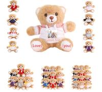 DRAJOIN 6 to 18 Packs Custom Teddy Bears Bulk with Photo Text, Personalised Valentines Bears Bulk Small Stuffed Animal as Personalised Valentine Gifts for Class on Valentines' Day Christmas, 4.7inch