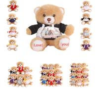 DRAJOIN 6 to 24 Packs Custom Teddy Bears Bulk with Photo Text, Personalised Valentines Bears Bulk Small Stuffed Animal as Personalised Valentine Gifts for Class on Valentines' Day Christmas, 4.7inch