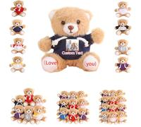 DRAJOIN 6 to 24 Packs Custom Teddy Bears Bulk with Photo Text, Personalised Valentines Bears Bulk Small Stuffed Animal as Personalised Valentine Gifts for Class on Valentines' Day Christmas, 4.7inch