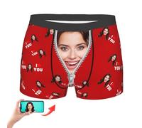 DRAJOIN Custom Boxers Briefs for Men, Personalised Boxers for Men Boxer with Picture on them Customise as Personalised Valentine Gifts for Him Her Birthday Gift for Boyfriend Husband Red