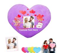 DRAJOIN Custom Heart Pillow with Insert, Personalised Heart Shaped Pillow with Photo Text as Valentine Pillows for Girlfriend Boyfriend Home Decor Personalised Gifts for Valentines Day Anniversary