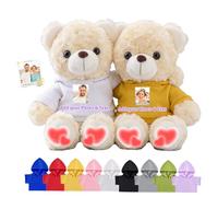 DRAJOIN Custom Teddy Bear with Text Photo, Personalised Hugging Teddy Bears Hug Bear Stuffed Animal as Personalised Gifts for Her Him Couples on Valentines' Day Birthday Christmas 2Pcs, 9inch