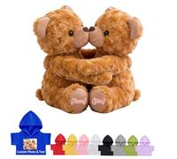 DRAJOIN Custom Teddy Bear with Text Photo, Personalised Hugging Teddy Bears I Love You Hug Bear Stuffed Animal as Personalised Gifts for Men Women on Valentines' Day Birthday Christmas 2Pcs, 8inch
