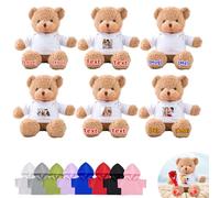 DRAJOIN Custom Teddy Bears Bulk 6 Pcs 12 inch, Personalised Small Teddy Bear Bulk Stuffed Animal Plush Toys with Name Photo as Back to School Gifts for Class Party Favor Class Gift from Teacher