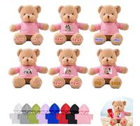 DRAJOIN Custom Teddy Bears Bulk 6 Pcs 16 inch, Personalised Small Teddy Bear Bulk Stuffed Animal Plush Toys with Name Photo as Back to School Gifts for Class Party Favor Class Gift from Teacher
