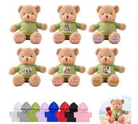 DRAJOIN Custom Teddy Bears Bulk 6 Pcs 16 inch, Personalised Small Teddy Bear Bulk Stuffed Animal Plush Toys with Name Photo as Back to School Gifts for Class Party Favor Class Gift from Teacher