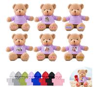 DRAJOIN Custom Teddy Bears Bulk 6 Pcs 16 inch, Personalised Small Teddy Bear Bulk Stuffed Animal Plush Toys with Name Photo as Back to School Gifts for Class Party Favor Class Gift from Teacher