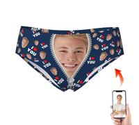 DRAJOIN Custom Thong for Women Personalised Thongs with Names for Her, Custom Thongs with Photo on it Funny Panties Underwear for Women as Valentine Gifts for Her Girlfriend Wife Blue