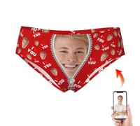 DRAJOIN Custom Thong for Women Personalised Thongs with Names for Her, Custom Thongs with Photo on it Funny Panties Underwear for Women as Valentine Gifts for Her Girlfriend Wife Red
