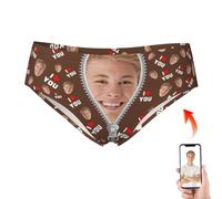 DRAJOIN Custom Thong for Women Personalised Thongs with Names for Her, Custom Thongs with Photo on it Funny Panties Underwear for Women as Valentine Gifts for Her Girlfriend Wife Brown