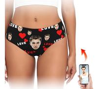 DRAJOIN Custom Thong for Women, Personalised Thongs with Photo for Women, Custom Thongs with Names on it Funny Panties Underwear as Valentine Gifts for Her Girlfriend Wife Black